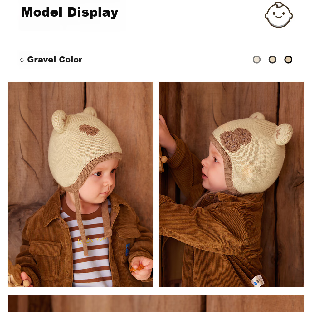 Beitais Baby Hat Autumn Winter Infant Boys Girls Wool Knit Warm Windproof Thickened Ear Protection Cap 23