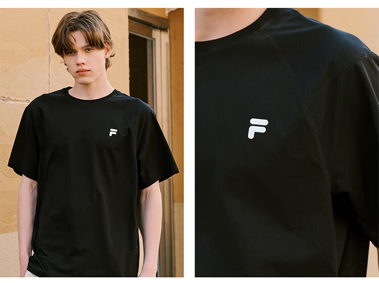 FILA Official Trendy Couple Knitted Dopamine Short Sleeve T-Shirt 26 Summer Quick-Dry Sports Tee 30