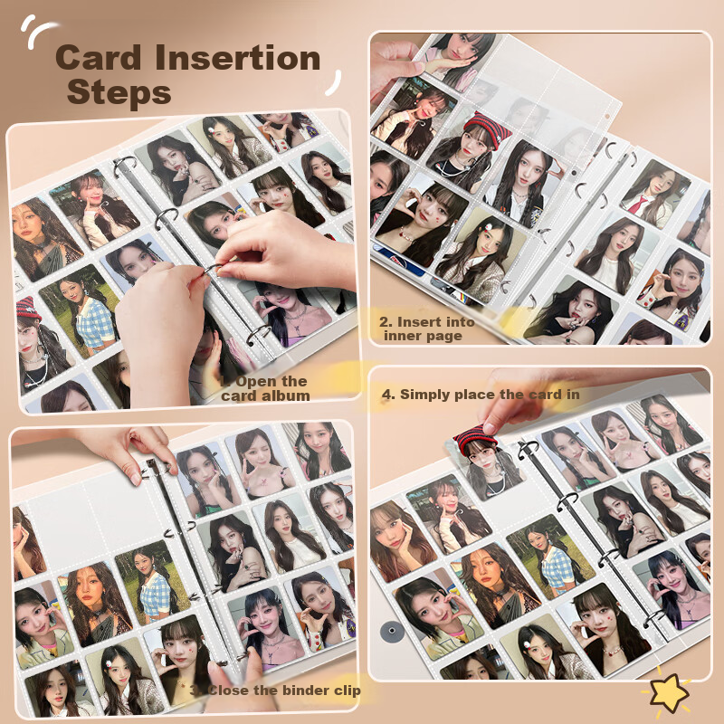 XINSHIDA Nine-Grid Card Album Storage Binder Large Capacity 3-Inch Photo Album Star Collection Card Holder Photo Paper High-Quality 180-Card Photo Book 8