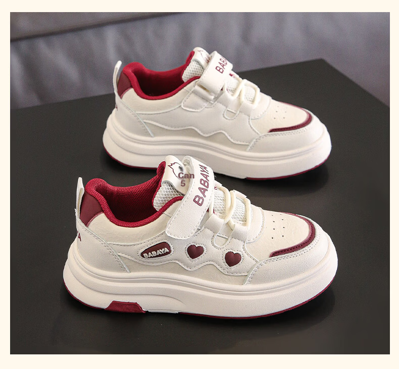 Baba Duck Kids Sports Shoes Girls High-Value White Sneakers School Casual Skate Shoes 51856 White Pink Size 27 14