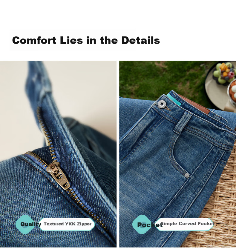 ESE-Y Deconstructed Wide-Leg Pants Women Spring 2026 New Lyocell Cotton Slim High-Waist Straight Denim Jeans Denim Blue 30 13
