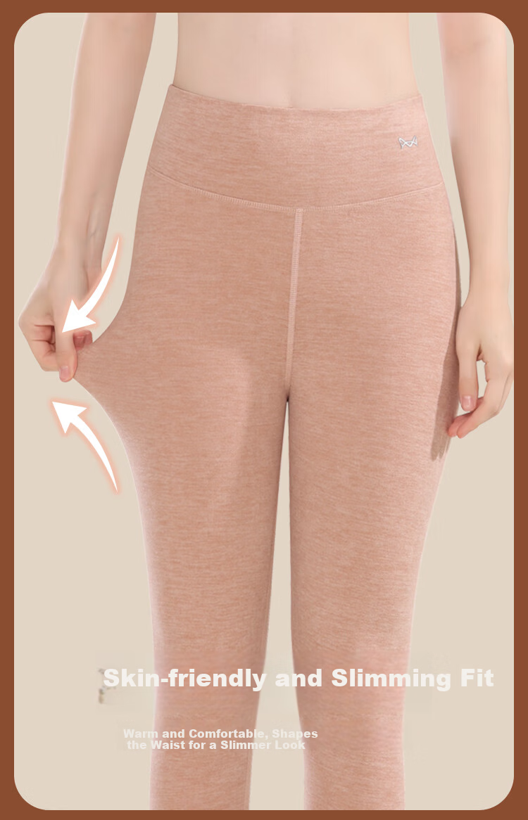 MiiOW Cashmere And Silk Thermal Underwear for Women, Warm Seamless Leggings, High-Waisted Slimming Base Layer Pants, New 2026 Peach Pink 10