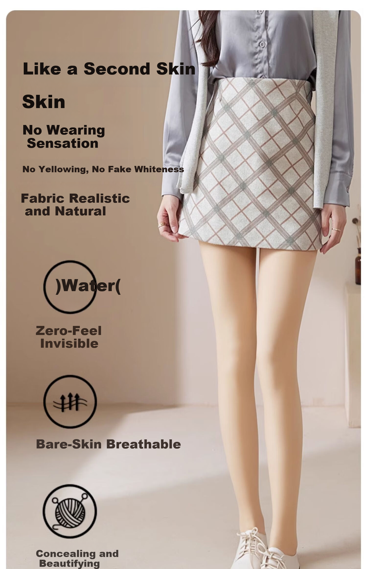 LangSha Autumn Winter Thickened Fleece-Lined High-Waist Skin Tone Footed Leggings [Thickened] 8