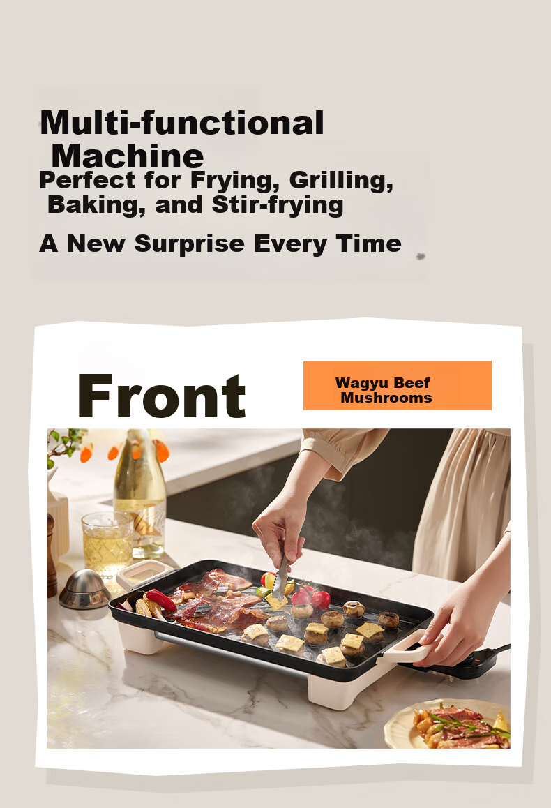 SUPOR Electric Grill Pan Electric Barbecue Oven Multifunctional Household Large Capacity 1800W High Power Fast Heating Easy-to-Clean BBQ Grill GJ4025P801 23