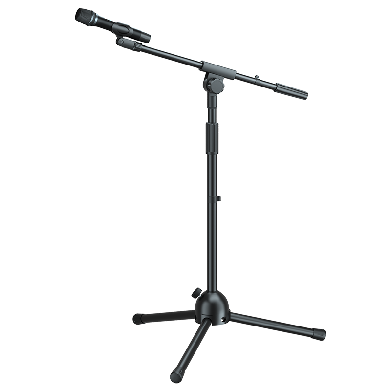 NINTAUS HY-102S Microphone Stand, Floor-Standing Live Streaming Steel Tube Extendable Tripod, Recording Stage Stand with Clip (Single Pole)
