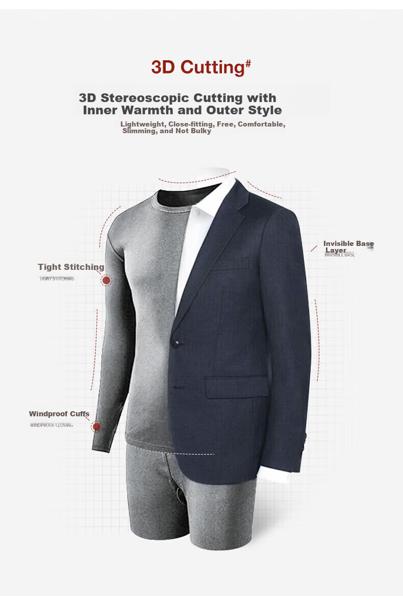 LangSha Men's Thin Modal Round Neck Thermal Underwear Set Autumn Base Layer Cotton Warm Pajamas 13