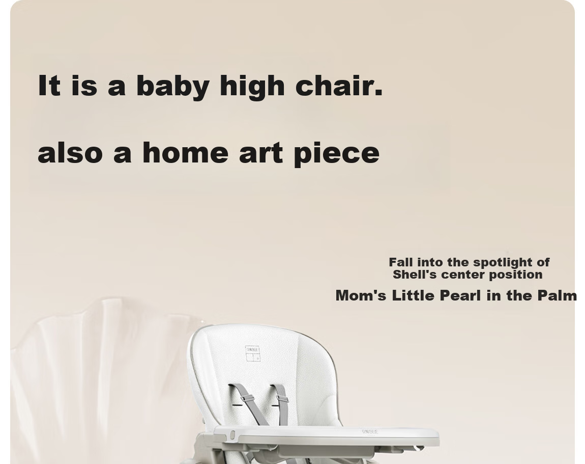 BEIE Baby High Chair Toddler Dining Chair Kids Growth Chair Children's Seat Rocking Chair White Shell + Cloud Cushion 33