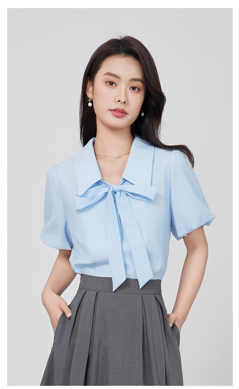 Dajiasi Blue Shirt Women 2026 Summer New Short Sleeve Fashion High-End Youthful Stylish Women's Blouse Top 10