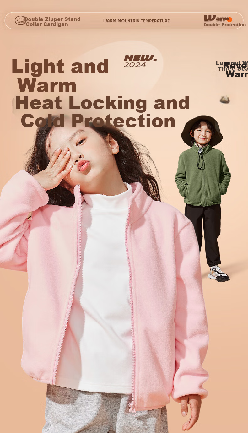 JEANSWEST Kids Boys Autumn Winter 2025 New Fleece Jacket Outerwear Girls Warm Winter Clothing 1