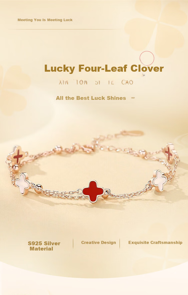 ALLOVE Four-Leaf Clover Sterling Silver Bracelet for Women 2026 New Jewelry Birthday 520 Valentine's Day Gift for Girlfriend Wife 1