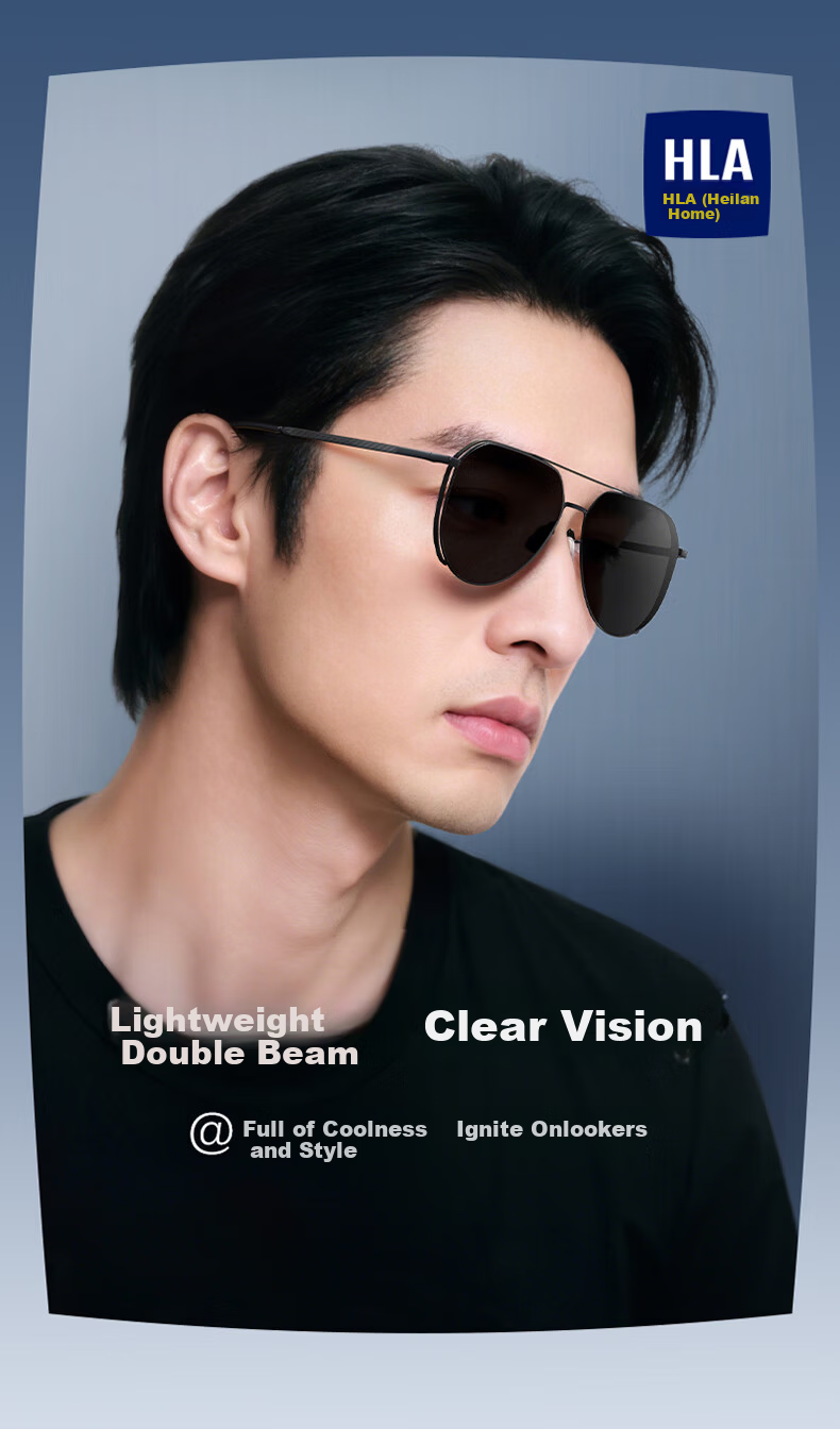 HLA Polarized Sunglasses Ultra-Light β-Titanium Temple Driving Sunglasses Men UV Protection Outdoor Fishing Glasses 1