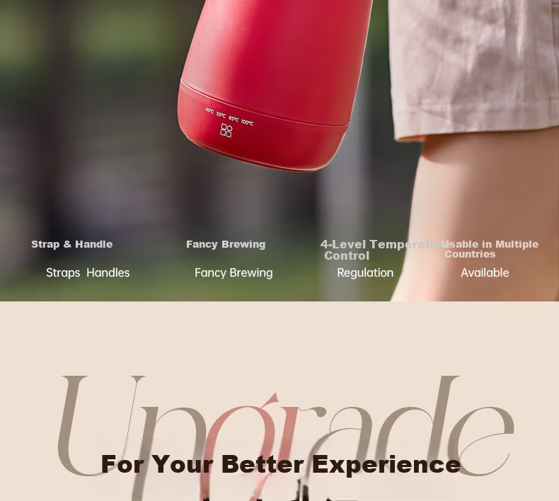 ROYALTY LINE Portable Electric Kettle Travel Hotel Electric Water Boiler Thermostatic Outdoor Insulated Health Electric Stew Cup 600ml Victory Red 7