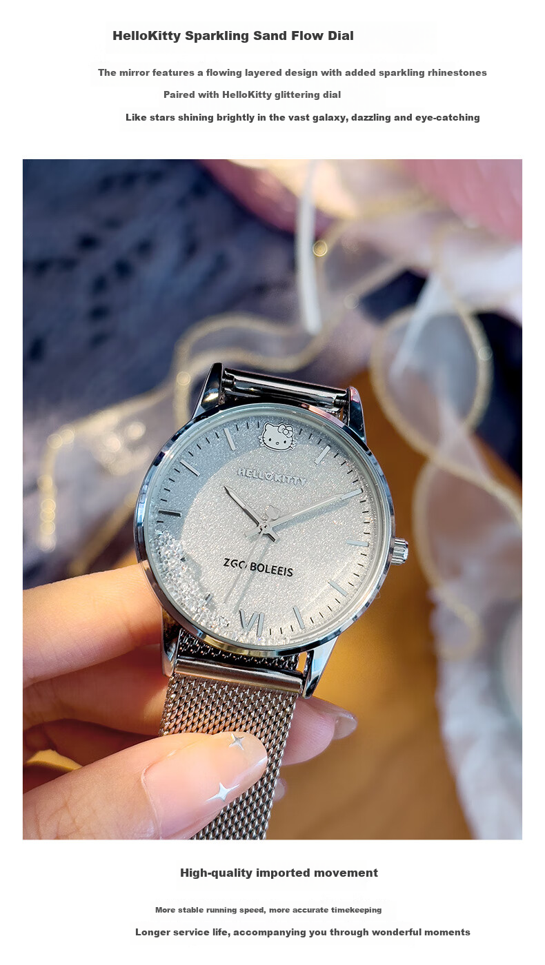 Hello Kitty Sanrio Women's Luxury Fashion Mechanical Style Quartz Watch Birthday Valentine's Day Gift for Girlfriend 256 5
