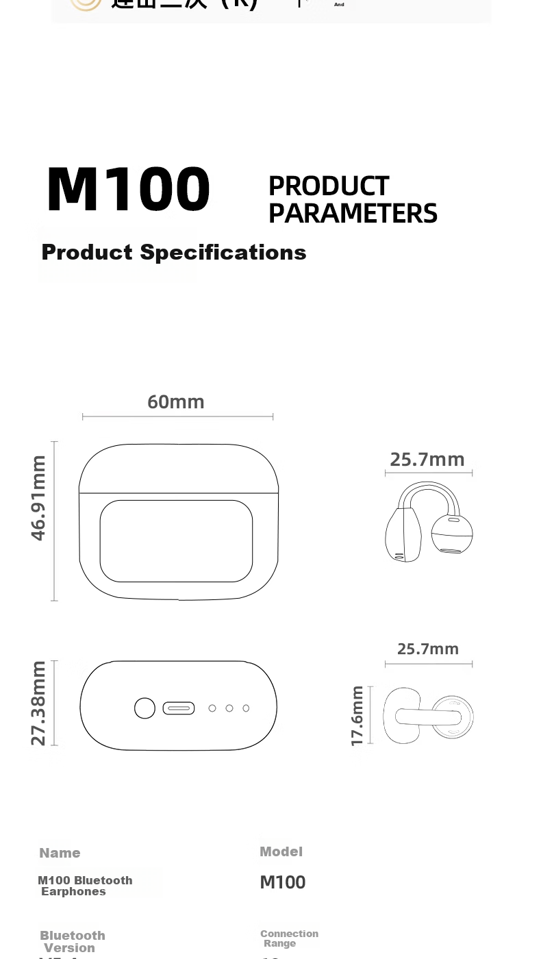 Chuangu 2026 Latest 2.5D Smart Screen Bluetooth Bone Conduction Earphones Top 10 Concept Open-Ear Wireless Ear Clips Large Battery Long Battery Life for Running 20