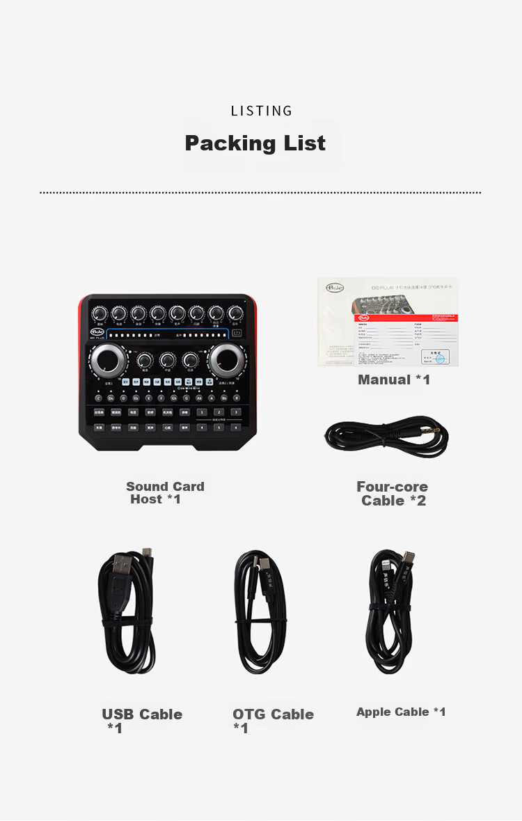Bole B6 Pro Mobile External Sound Card Outdoor Live Streaming Host K-Song Recording Microphone Computer Mobile Sound Card Device Package 17
