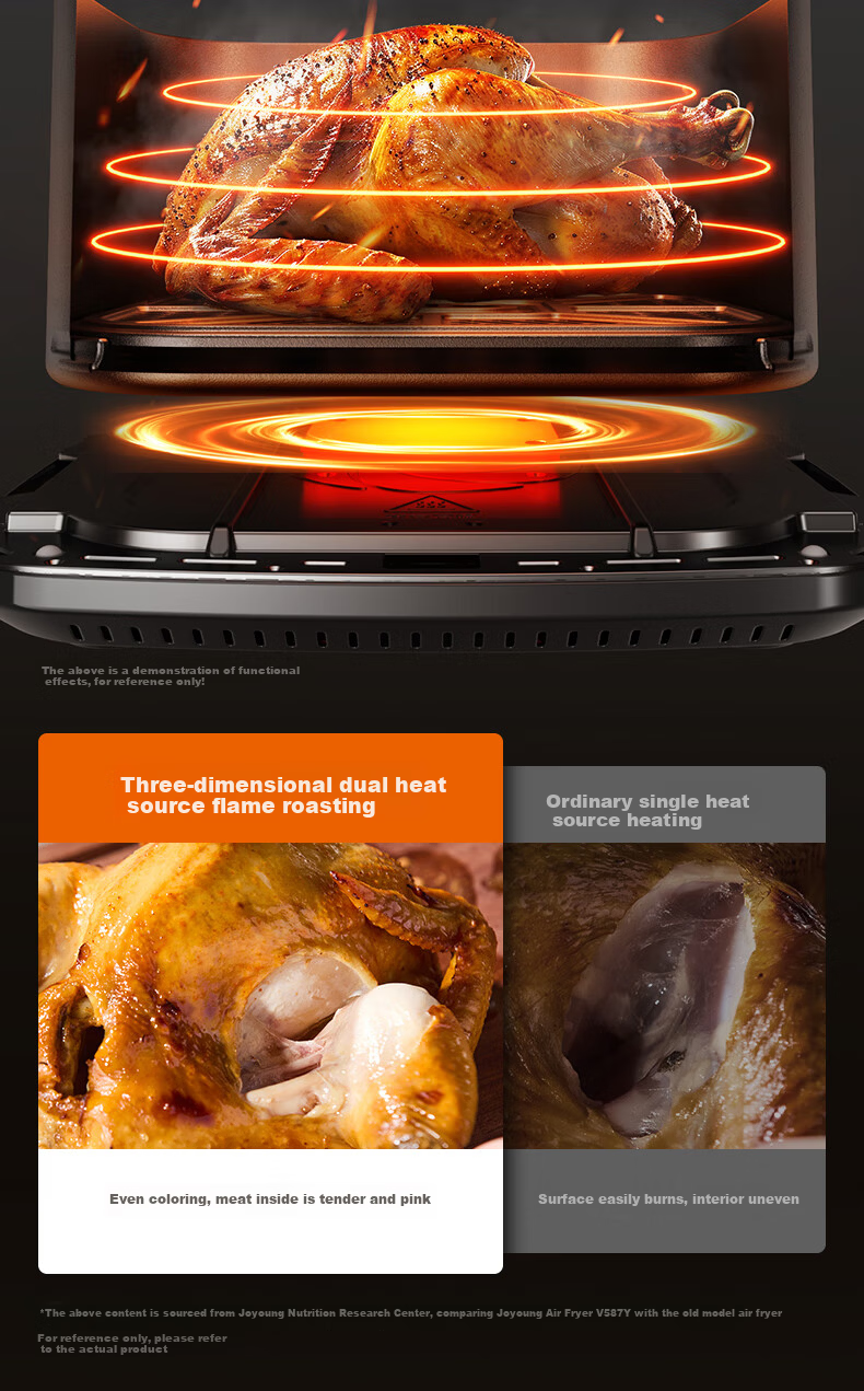 Joyoung Dual Heat Source Air Fryer 7.8L Large Capacity Visible Window Stainless Steel Steam Oven KL80-V587Y 8