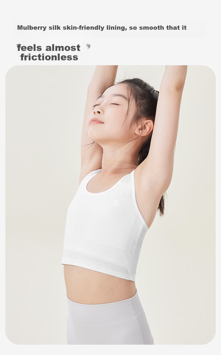 Jiusuiban Girls' Underwear, Children's Spring And Summer Mesh Thin Bra, Developmental Bra for Older Girls 8-10 Years Old, Sports Mid-Length Vest 7