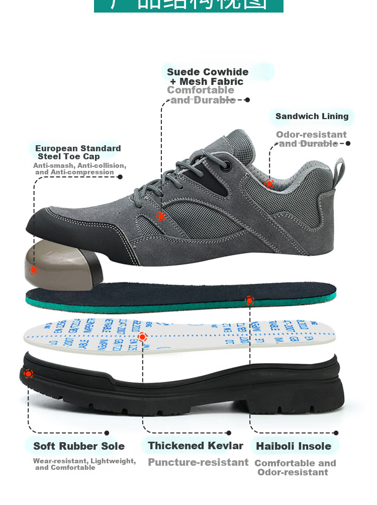 Dinggu Men's Labor Protection Shoes New Four Seasons Anti-Odor Anti-Smash Anti-Puncture Steel Toe Construction Safety 1115huibu45 1