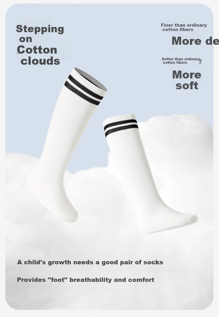 Jiusuiban Kids Girls Moisture-Wicking Long Calf Socks Cotton Sports School Socks for Older Children 4