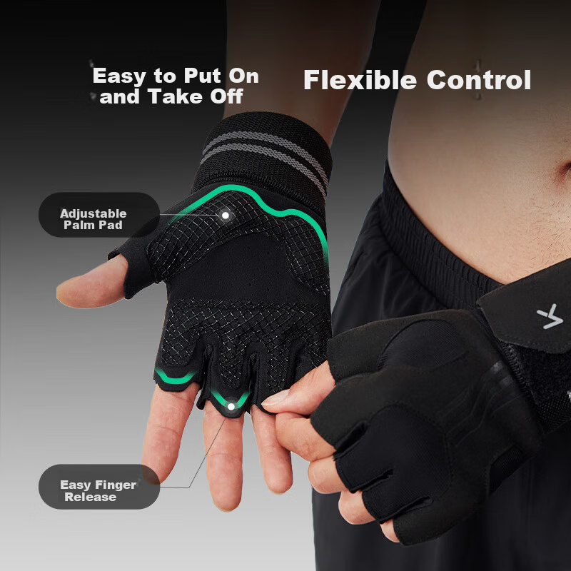Keep Wrist Support Training Gloves Pull-up Bench Press Deadlift Fitness Equipment Anti-slip Black XL