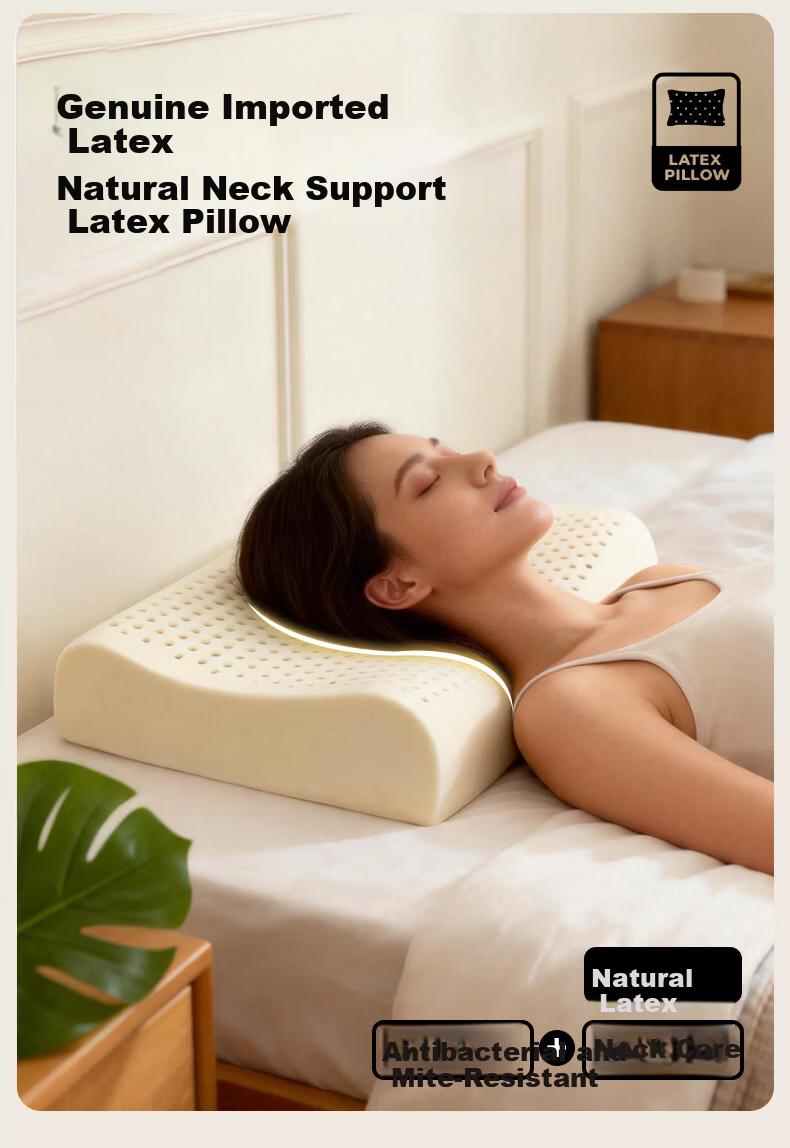 La Torretta Pure Latex Pillow, 93% Natural Latex, Imported from Thailand, Adult Cervical Spine Support Pillow Core, Wave Pillow, Medium Pillow 2
