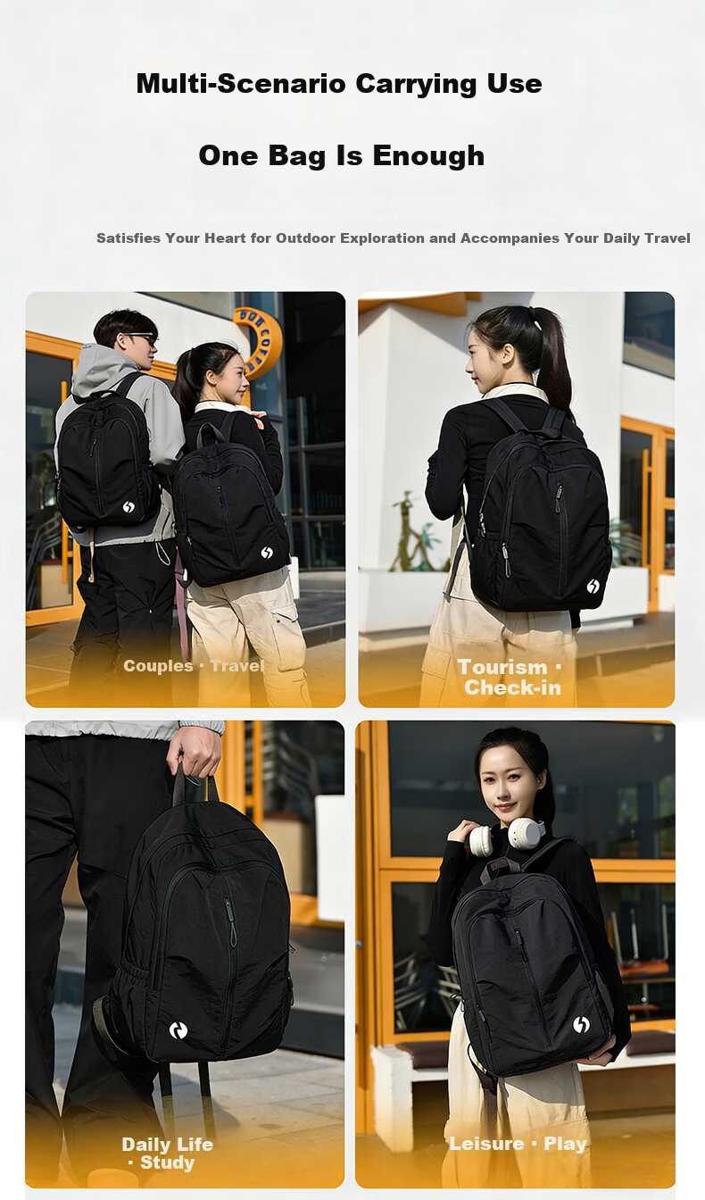 361° Men's Outdoor Travel Backpack Ultra Lightweight Foldable Large Capacity Water-Resistant Double Shoulder School Bag for Women 7