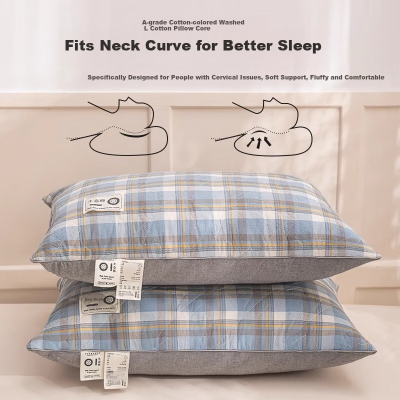 MUJI Workshop Muji Fabric Pillow Core Class A Cotton Home Neck Protection Hotel Pillow Adult Sleeping Blue
