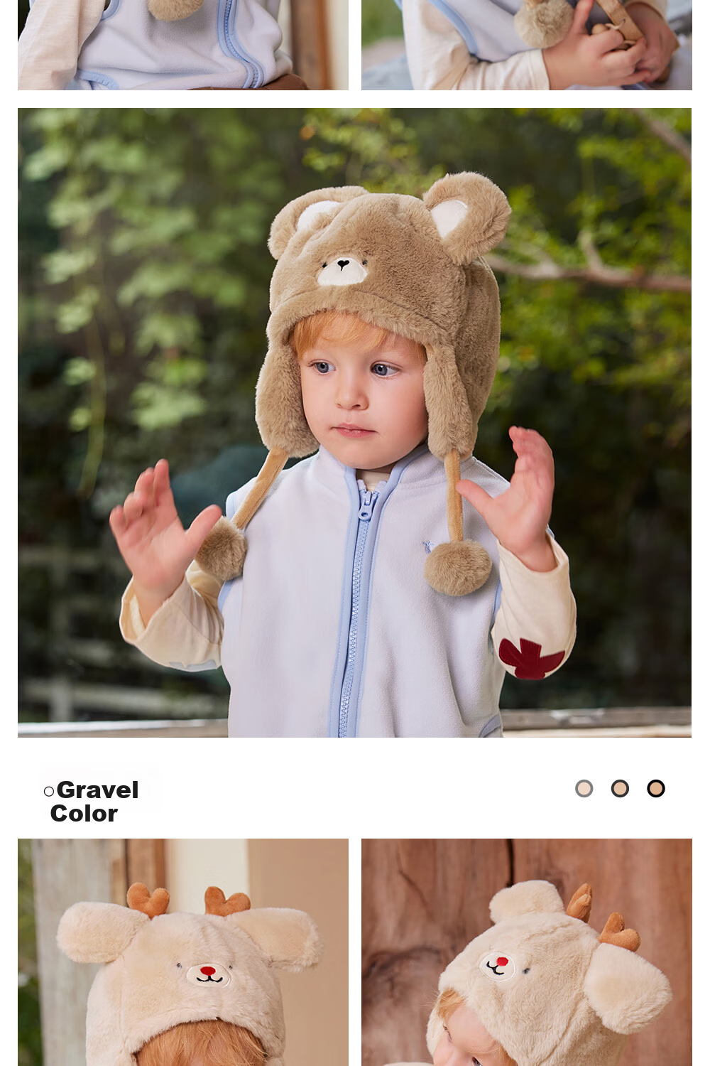 Beitais Baby Hat Autumn Winter Thickened Fleece Ear Protection Windproof Warm Kids Hat Unisex Children's Stylish Cap 14