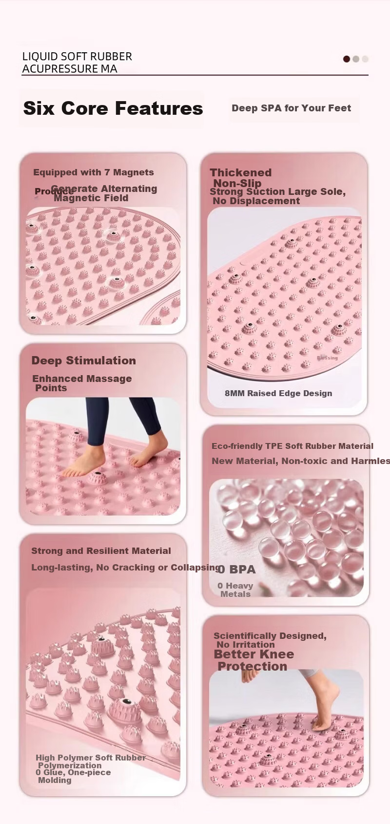 Chengyue Liquid Soft Gel Acupressure Board Ultra Slow Running Foot Massage Mat Foot Acupoint Therapy Toe Gray CY-622 3