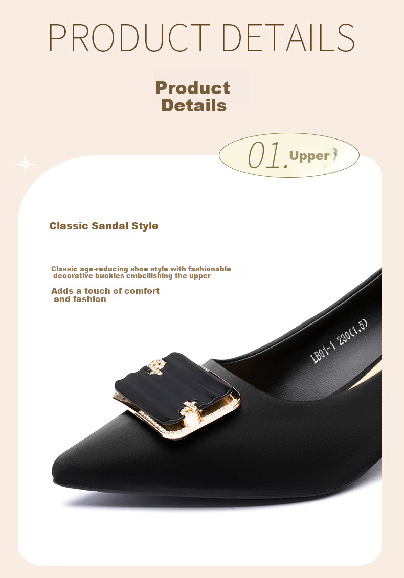 LAORENTOU Women's Professional Work Leather Shoes, Chunky Heel Pointed Toe High Heels, Comfortable Women's Shoes LB91 Beige Size 35 3