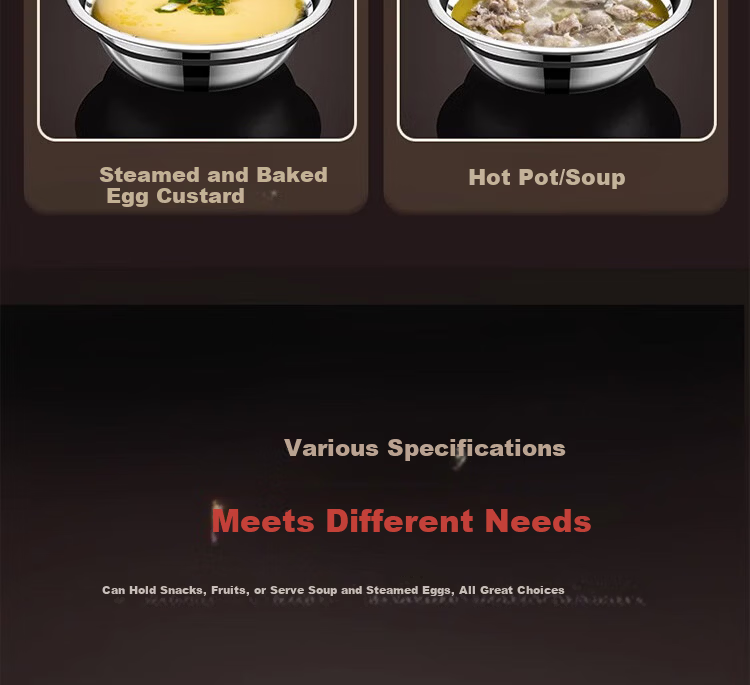 Dipuer 304 Stainless Steel Soup Bowl, Food-Grade Seasoning Bowl, Stainless Steel Bowl, Side Dish Bowl, Mixing Bowl, Canteen And School Soup Bowl 13