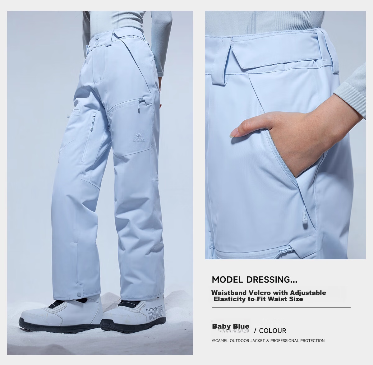 CAMEL Outdoor Ski Pants Women Single Board 2L Waterproof Snow Pants Insulated Warm Windproof Snowboarding Pants Men R256 29