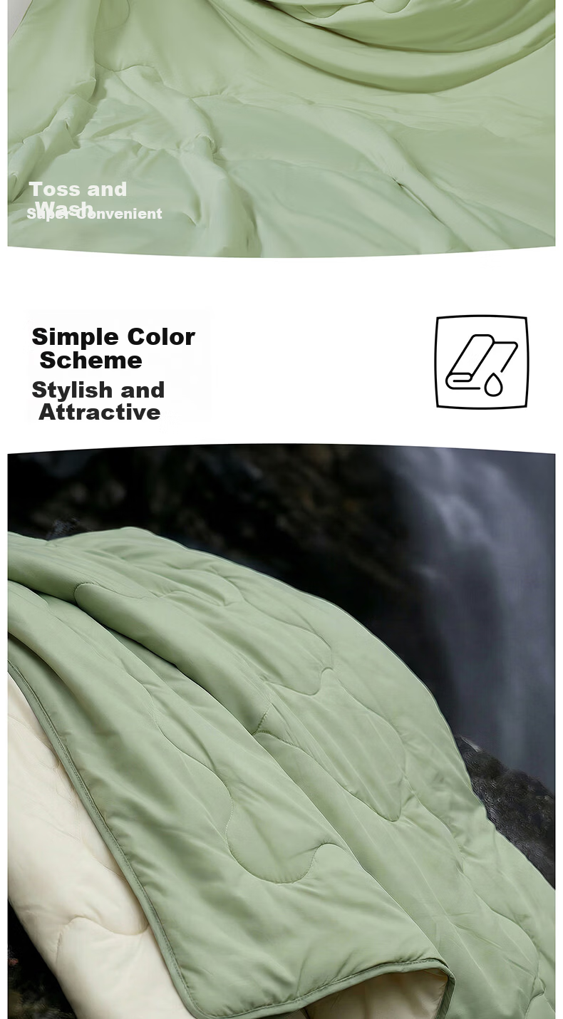 HLA 7A Antibacterial Double-Sided Cooling Summer Quilt Air Conditioning Quilt Summer Cooling Quilt Core Light Green + Cream White 180*220cm 9