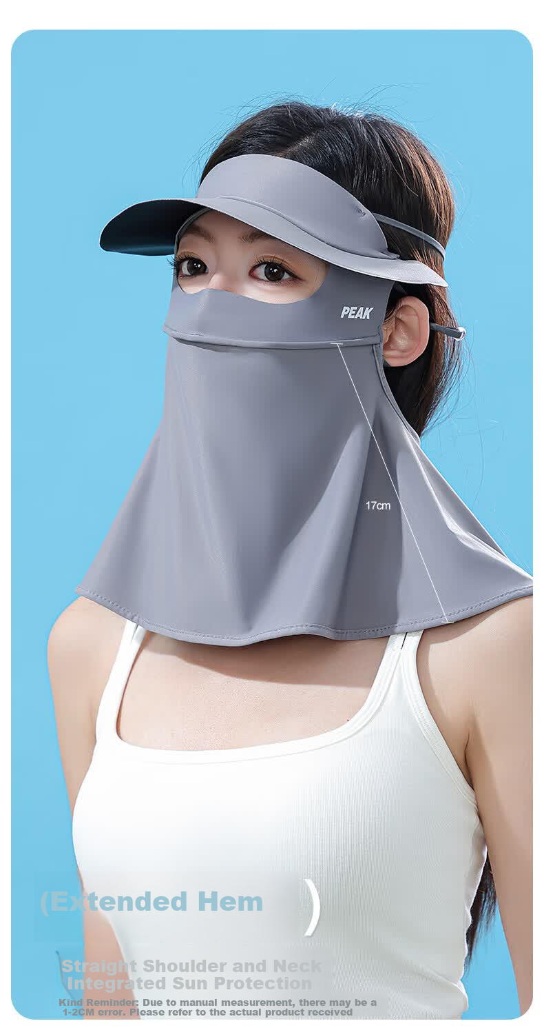 Peak Full Face Sun Protection Mask UV Resistant Outdoor Breathable Sunshade Face Bikini Gray 3