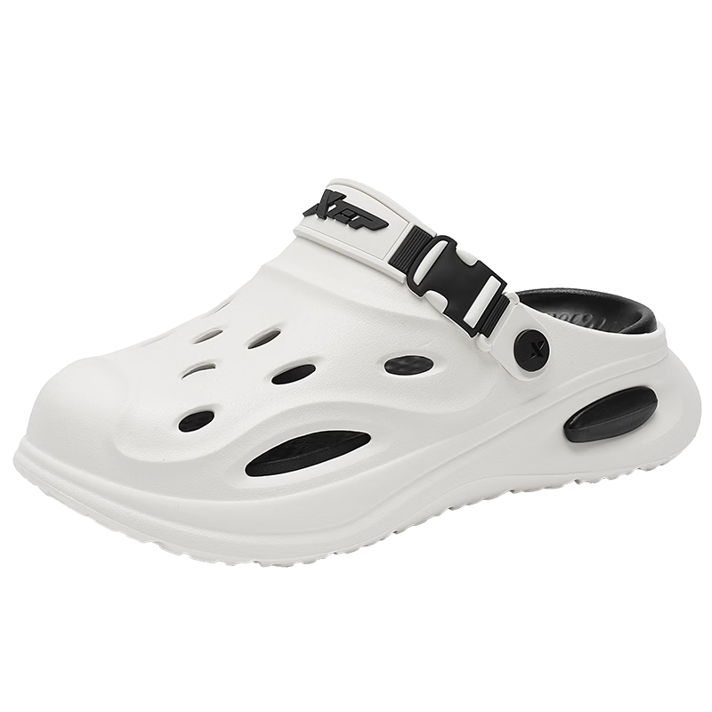 XTEP Men's New Dual-Purpose Outdoor Beach Sandals Casual Sports Shoes for Couples White Black Size 42-43 Model 043