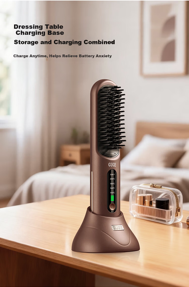GUGE [567 Million Negative Ions] German Wireless Hair Straightening Brush Dual-Use Negative Ion Straightening and Curling Comb High Volume Hair Clip Flat Iron Mother's Day Gift 14