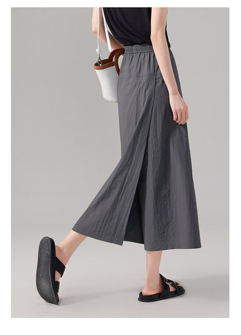 Langsha Yamamoto Women's Skirt Pants Summer 2026 New High Waist Slim A-Line Skirt Cargo Loose Casual Ice Silk Wide-Leg Pants 17