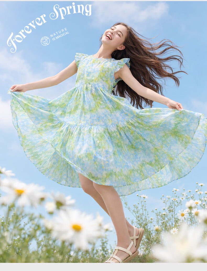 Disney Girls Summer Dress Cotton Princess Dress for Older Children 1A148 Dreamy Blue Size 130 5