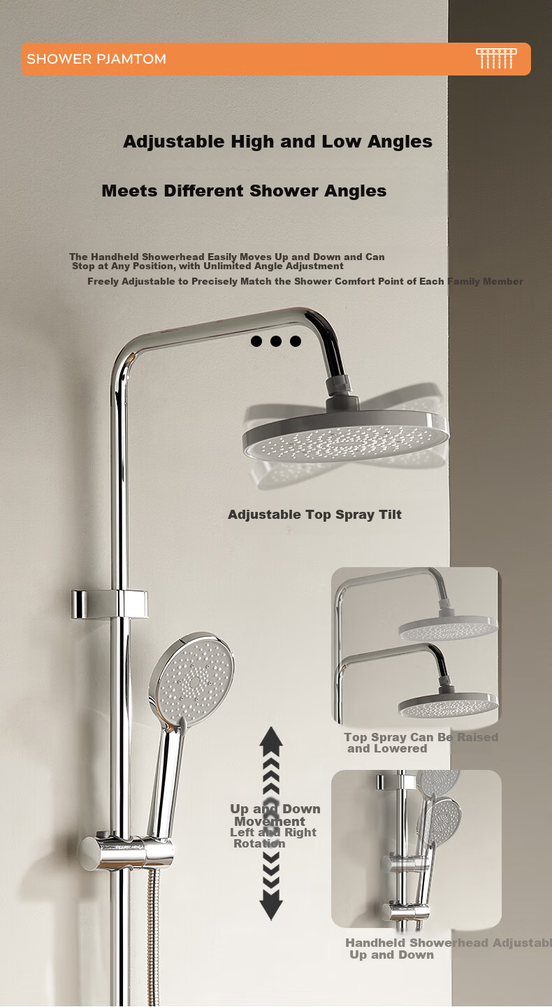 KEGOO Shower Set Complete Exposed Mixer Integrated Shower Booster Head Full Set Bright Silver K4071 13