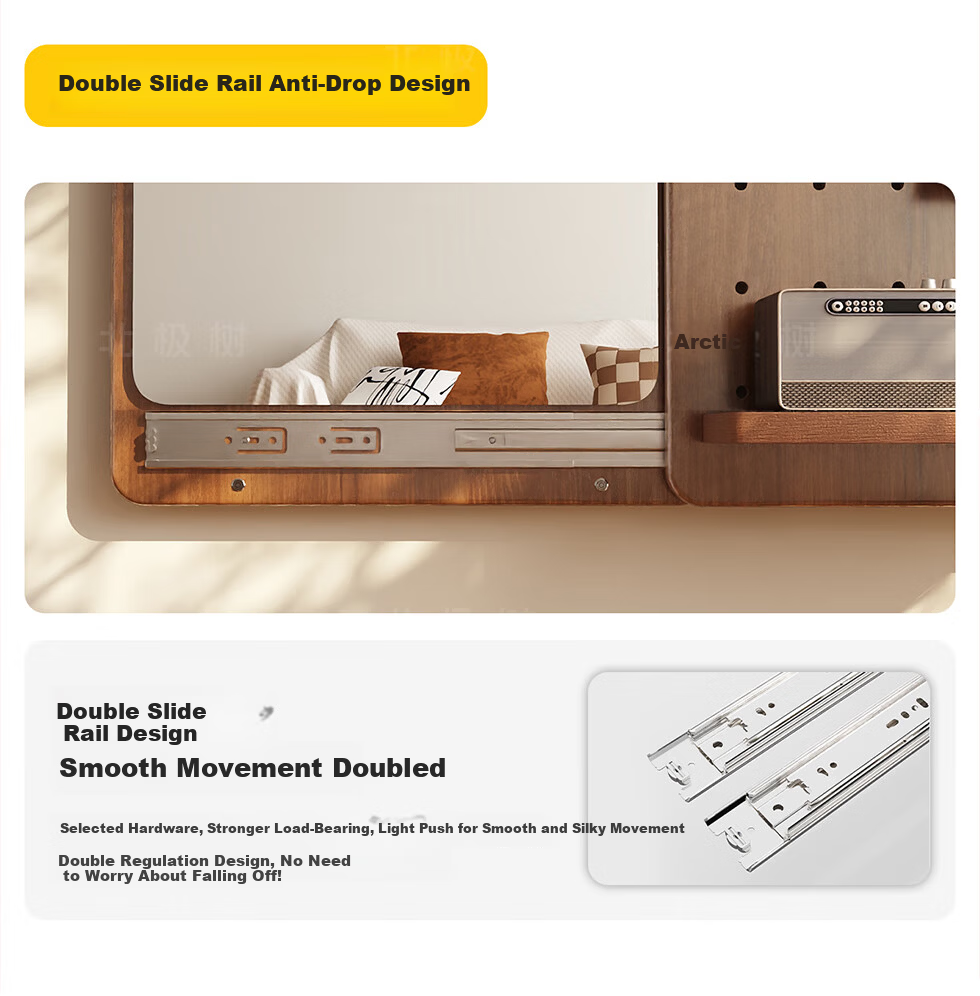 Arctic Tree Solid Wood Pegboard Dressing Mirror Hidden Sliding Mirror Home Wall-Mounted Concealed Entryway Fitting Mirror 12