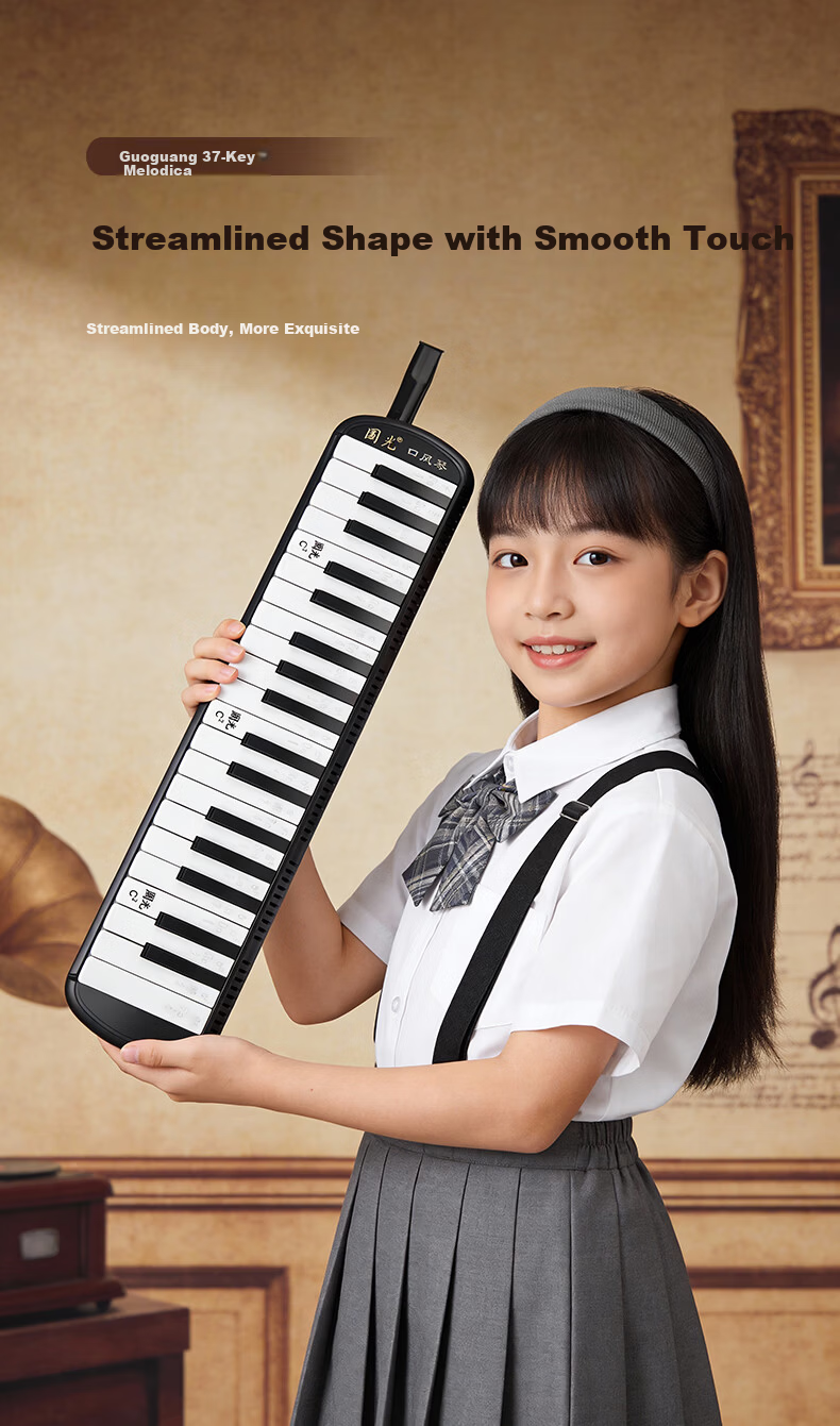 Guoguang 37-Key Teaching Recommended Classroom Designated Melodica Black (Canvas Soft Case with Playing Instructions) 2