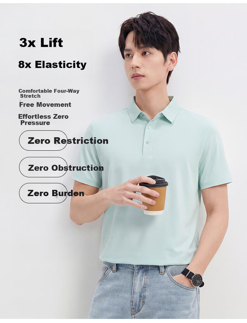 ROMON 7A Antibacterial Short Sleeve Polo Shirt Men Summer Cool Touch Sun Protection Business Shirt 8