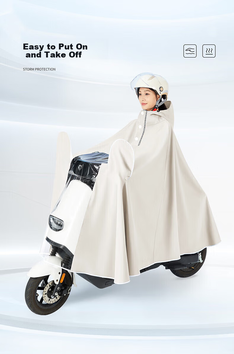 BWNK Women's Electric Bike Raincoat Single Long Full-Body Thickened Extra-Large Electric Scooter Rain Poncho 4XL 1