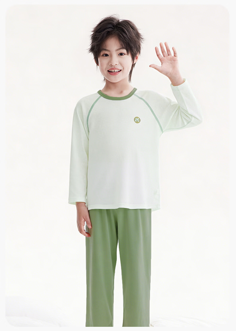 Hodo Kids Homewear Set Boys and Girls Tencel Lyocell Soft Breathable Student Pajamas Dark Gray 140 11
