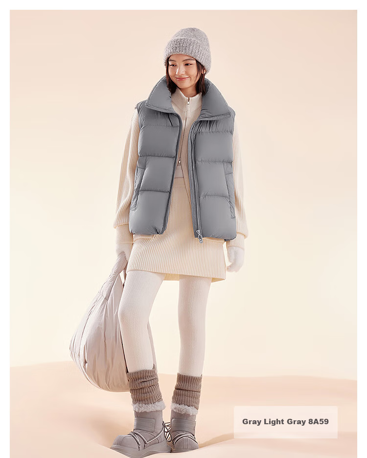 BOSIDENG Off-Season Women's 90% Down Thickened Hooded Loose Short Casual Versatile Warm Vest 11