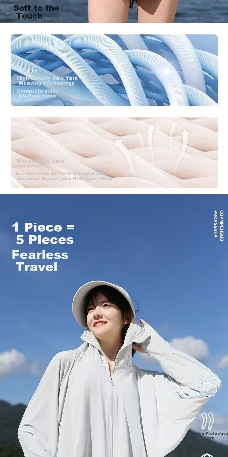 Combo Women's Summer Thin UV Protection Sun Shirt Mesh Loose Shawl Ice Silk European Style Sun Protection Skin Jacket 6