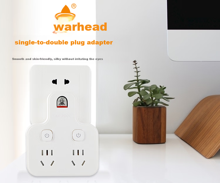 Bullet Head 1-to-2 Socket/Separate Control Switch/1-to-Multiple Power Converter/Pin-Shaped Adapter/2-Outlet Wireless Socket/Power Strip TS-555DK 1