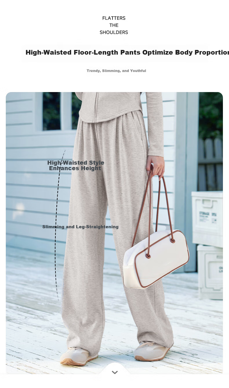 Baleno High-Quality Casual Glutinous Rice Pants for Women, New Spring And Autumn 2025 Collection, High-Waisted Draping Loose-Fit Wide-Leg Trousers with a Relaxed Style 9