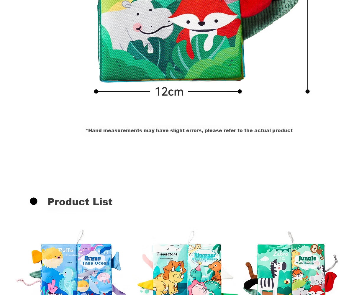 Dimoarch Early Education Cloth Book Baby Teething Washable Tear-Resistant Sound Tail Book Set of 3 for 0-6-12 Months 17