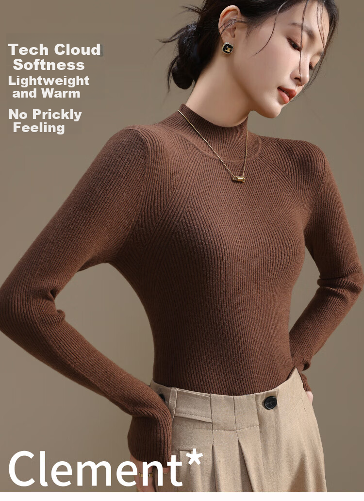 YUZHAOLIN Women's Half Turtleneck Knit Base Shirt Autumn Winter Inner Wear Little Chanel Style Sweater Black 2